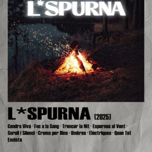 Pòster àlbum de L*Spurna estil polaroid amb la portada de l'àlbum i nom de les cançons
